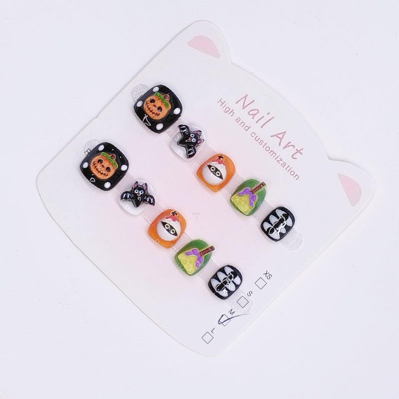 Halloween cute pumpkin ghost press-on nails