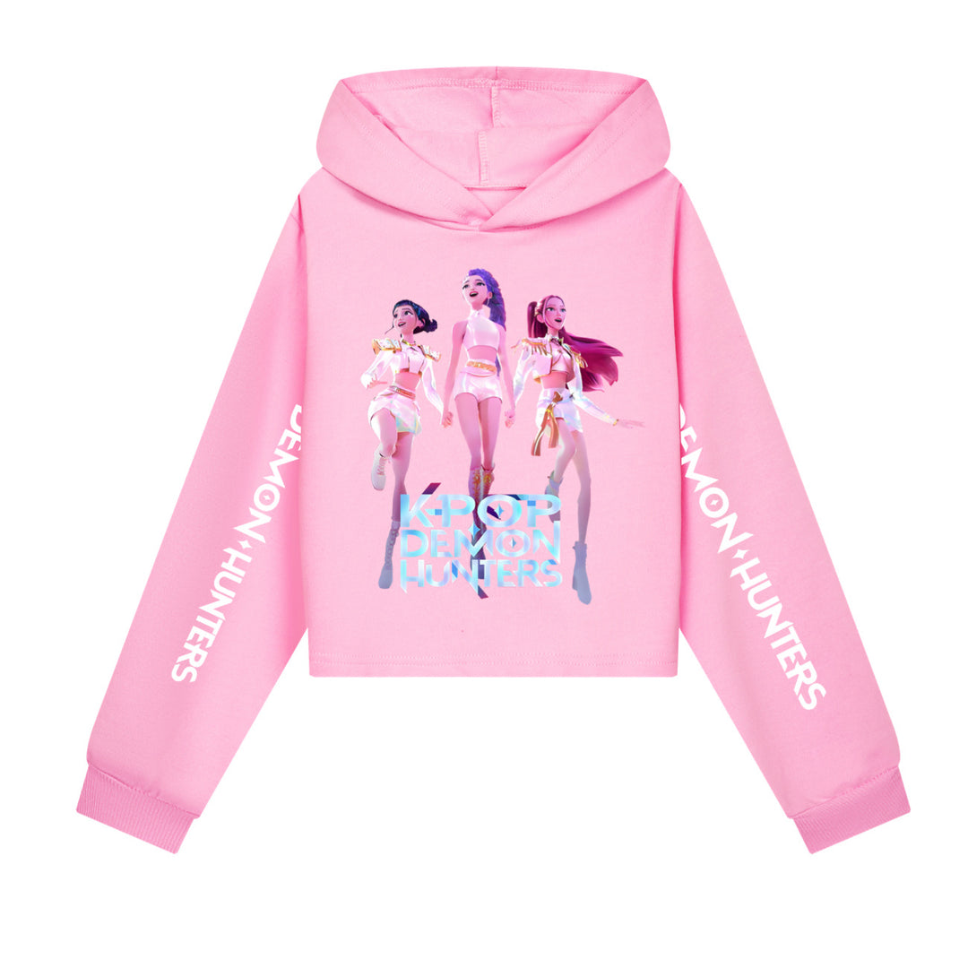 KDH K-pop inspired cropped hooded sweatshirt