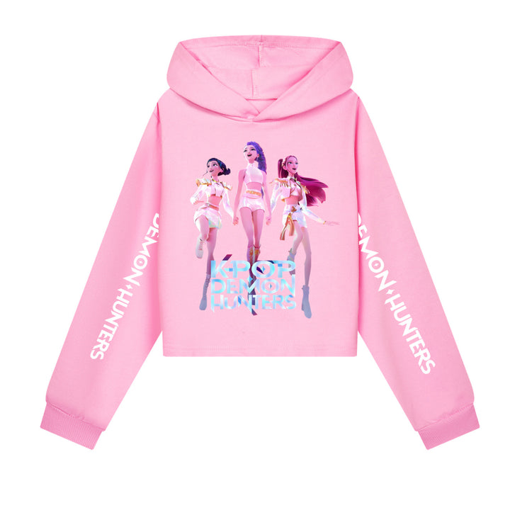 KDH K-pop inspired cropped hooded sweatshirt