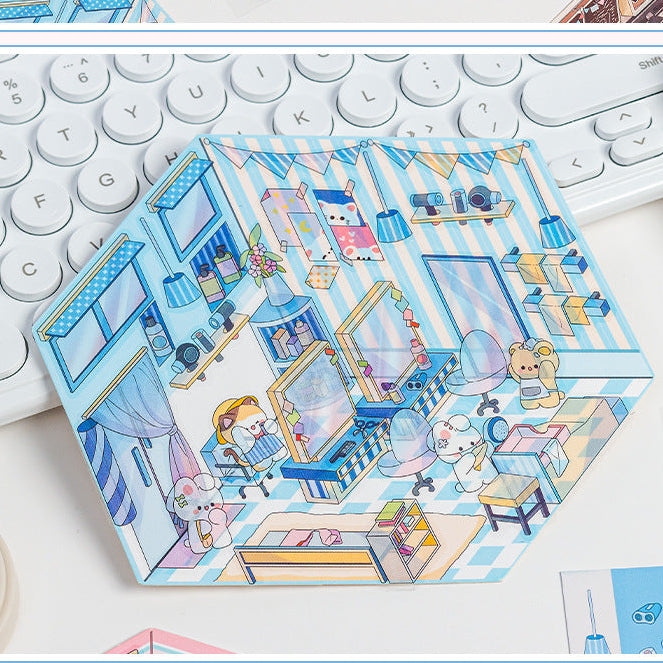 Landscaping Stickers Cartoon House Scene Landscaping Stickers