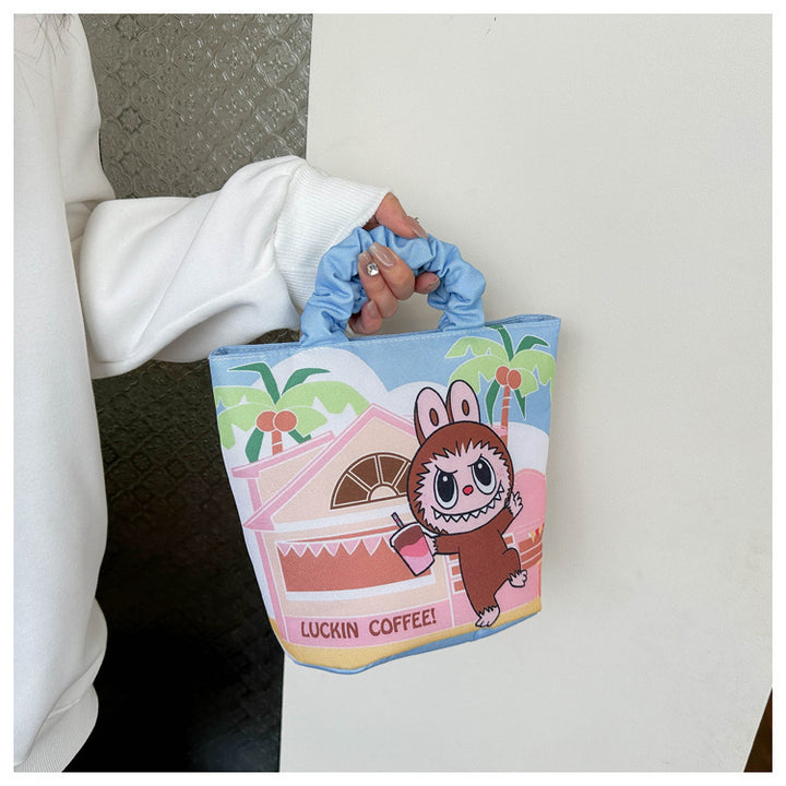 Labu cartoon cute handbag Korean portable labubu bucket bag