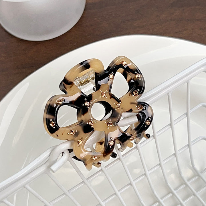 Hollow flower diamond acetate hair claw clips