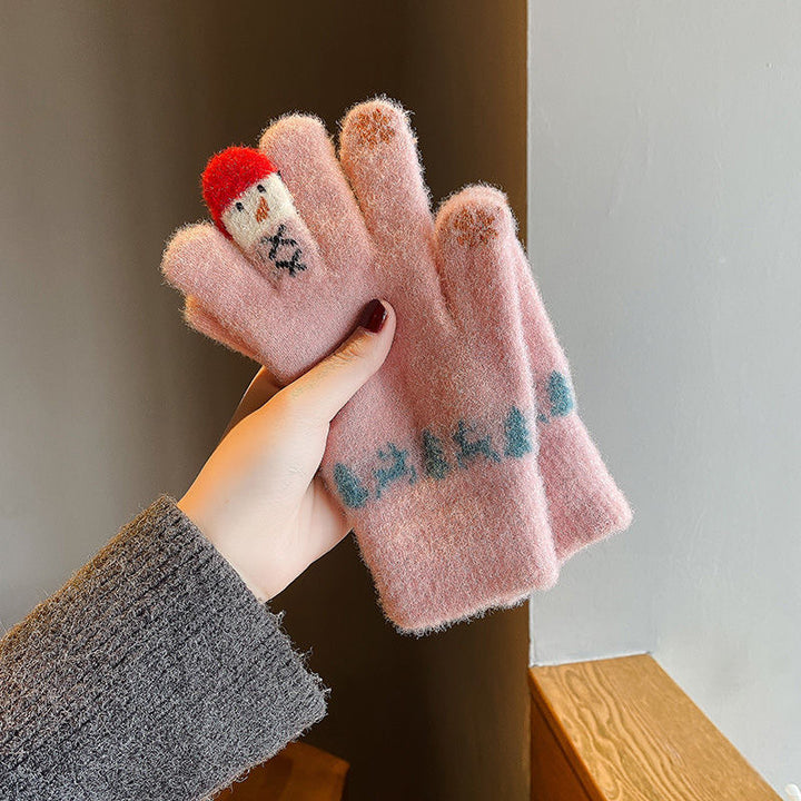 Cute snowman winter vibe knitted gloves