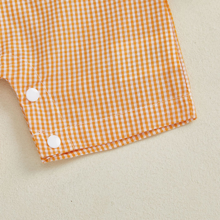 Cute pumpkin embroidered plaid jumpsuit for Halloween