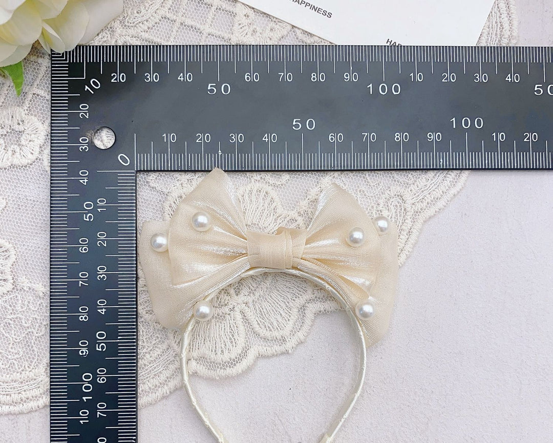 Pearl mesh Bow Headband for labubu