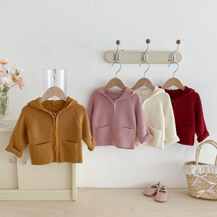 Baby Girls hooded sweater coat warm baby zipper cardigan