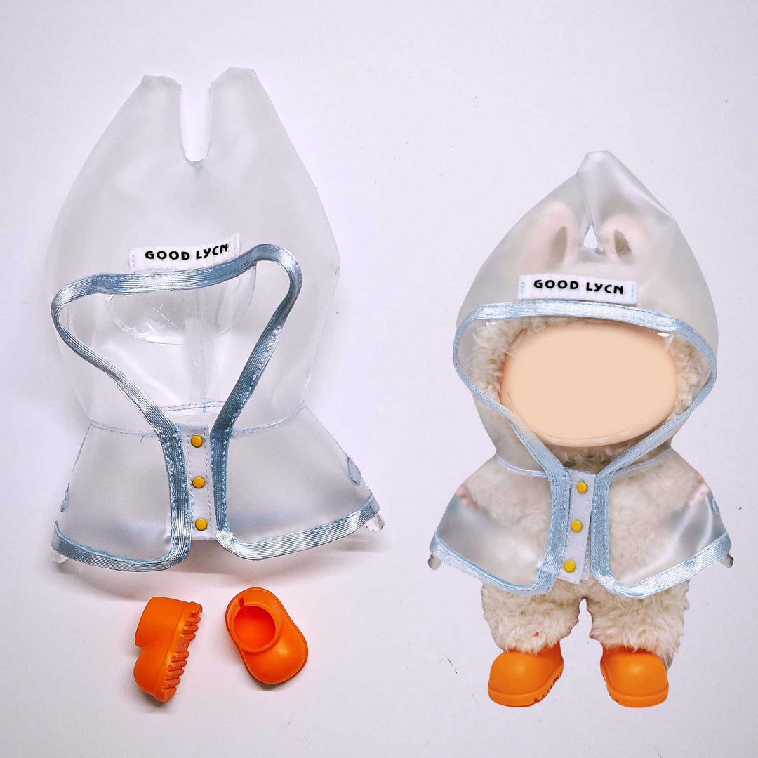 Labubu transparent raincoat&rain boots 2pcs set
