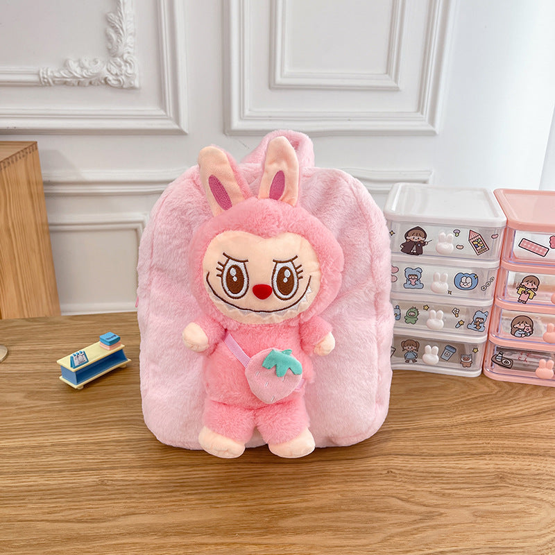 Cartoon labubu furry backpack children's plush backpack