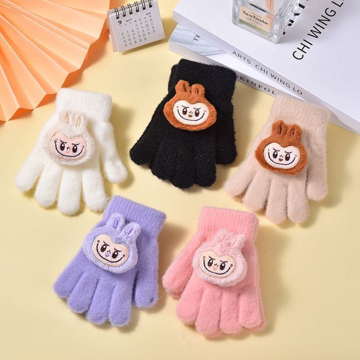 Labubu Five-finger warm knitted gloves for kids