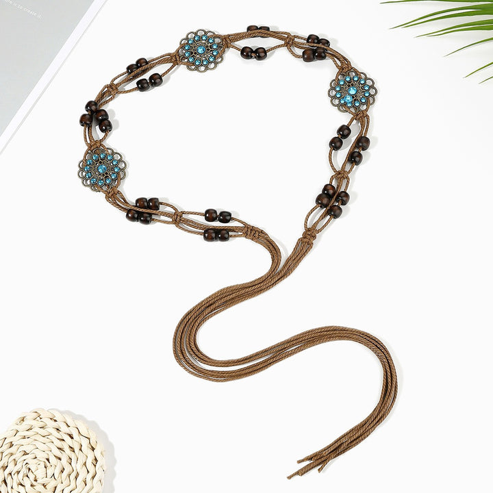 Retro boho waist chain ethnic style braided belt