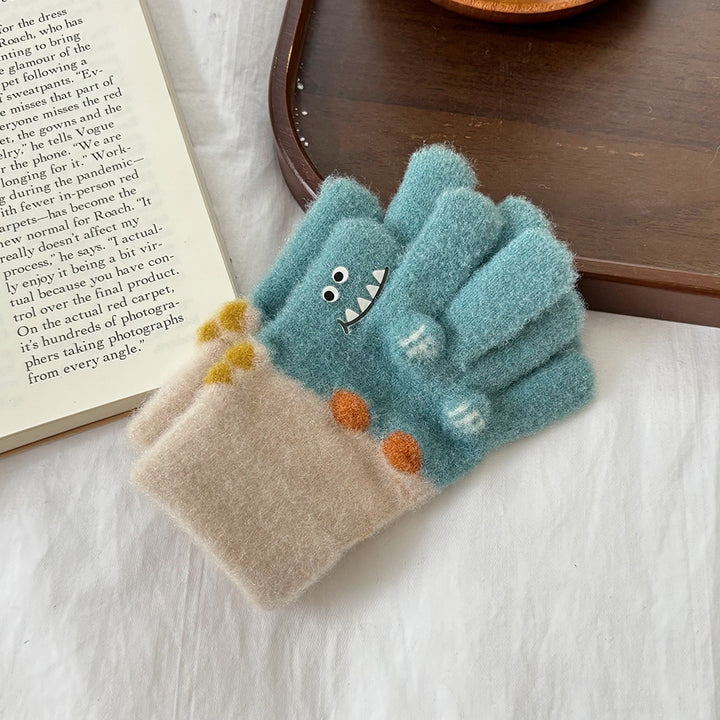 Cute Crocodile Print Children's Gloves for Winter
