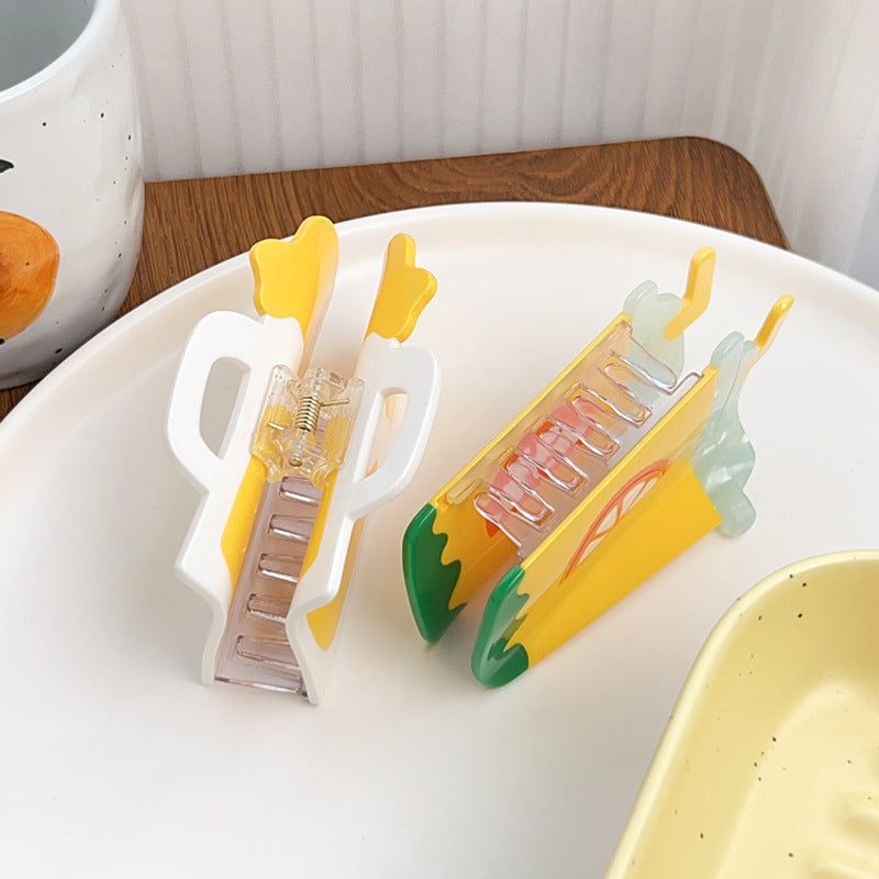 Cute hamburger hair claw clip fast food theme Childish hair clip