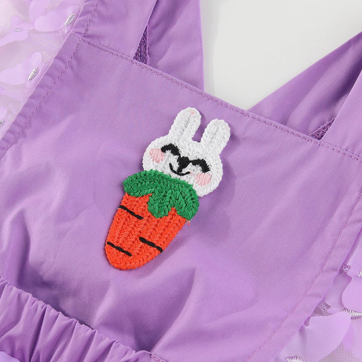 Easter bunny embroidered baby romper with butterfly mesh