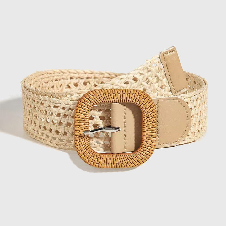 Boho hollow woven straw belt for women