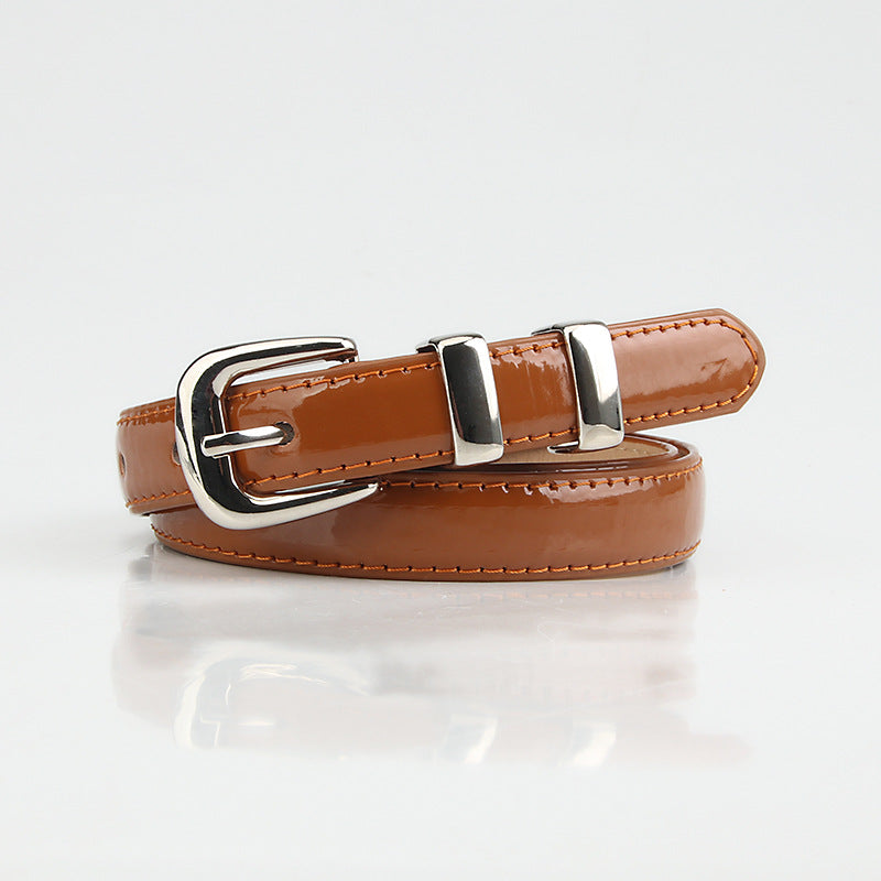 Summer dopamine color women's glossy thin belt