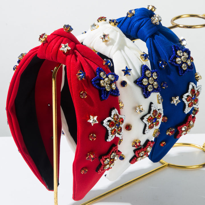 Diamond Rice Beads Stars Headband for 4th of July