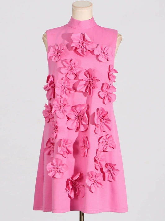 3D flower collage mini dress