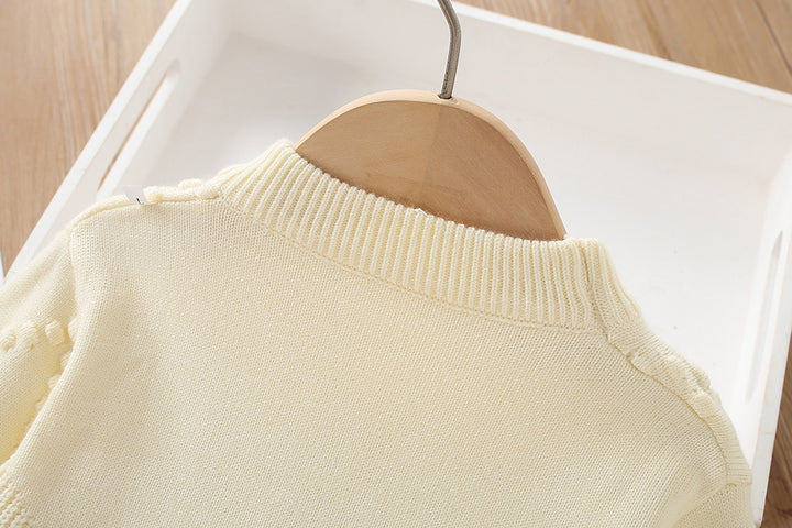 Sweet bowknot knitted sweater&skirt 2pcs set for girls