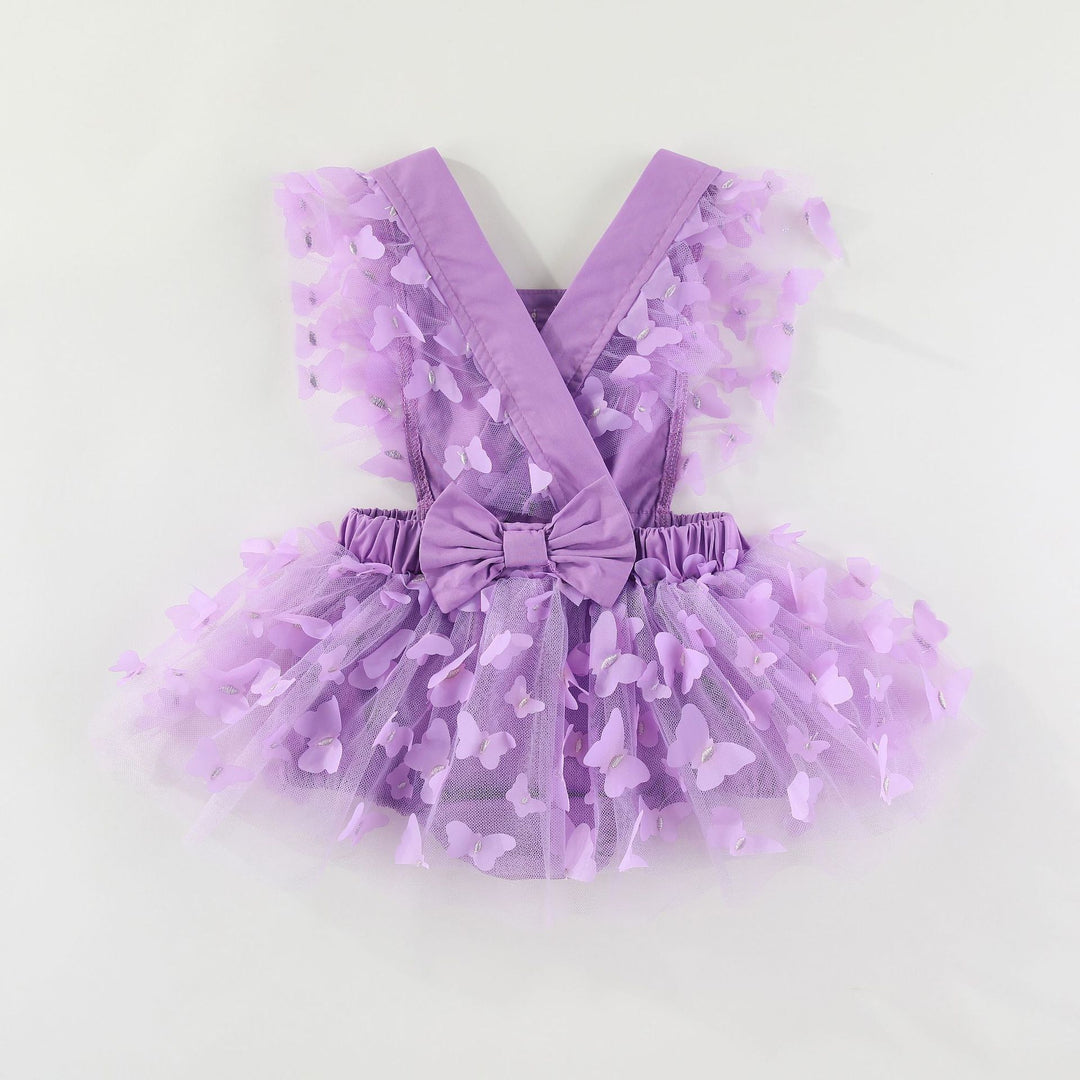 Easter bunny embroidered baby romper with butterfly mesh