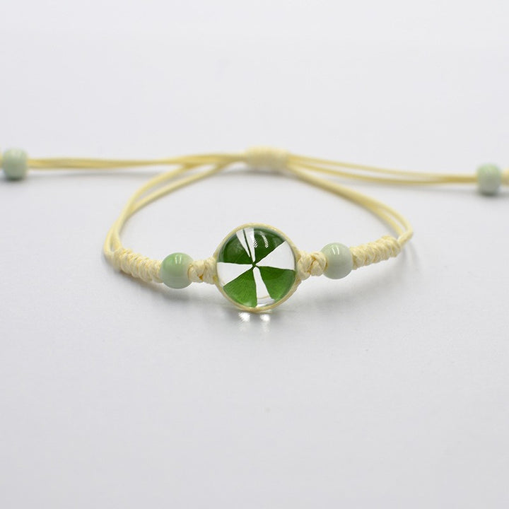 St. Patrick's Day braided beads clover bracelet