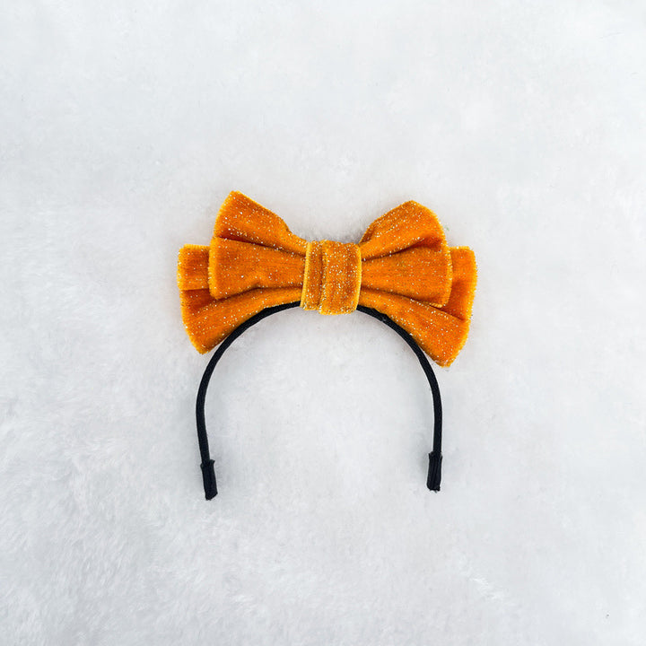 Mini Velvet glitter bow headband for labubu dolls