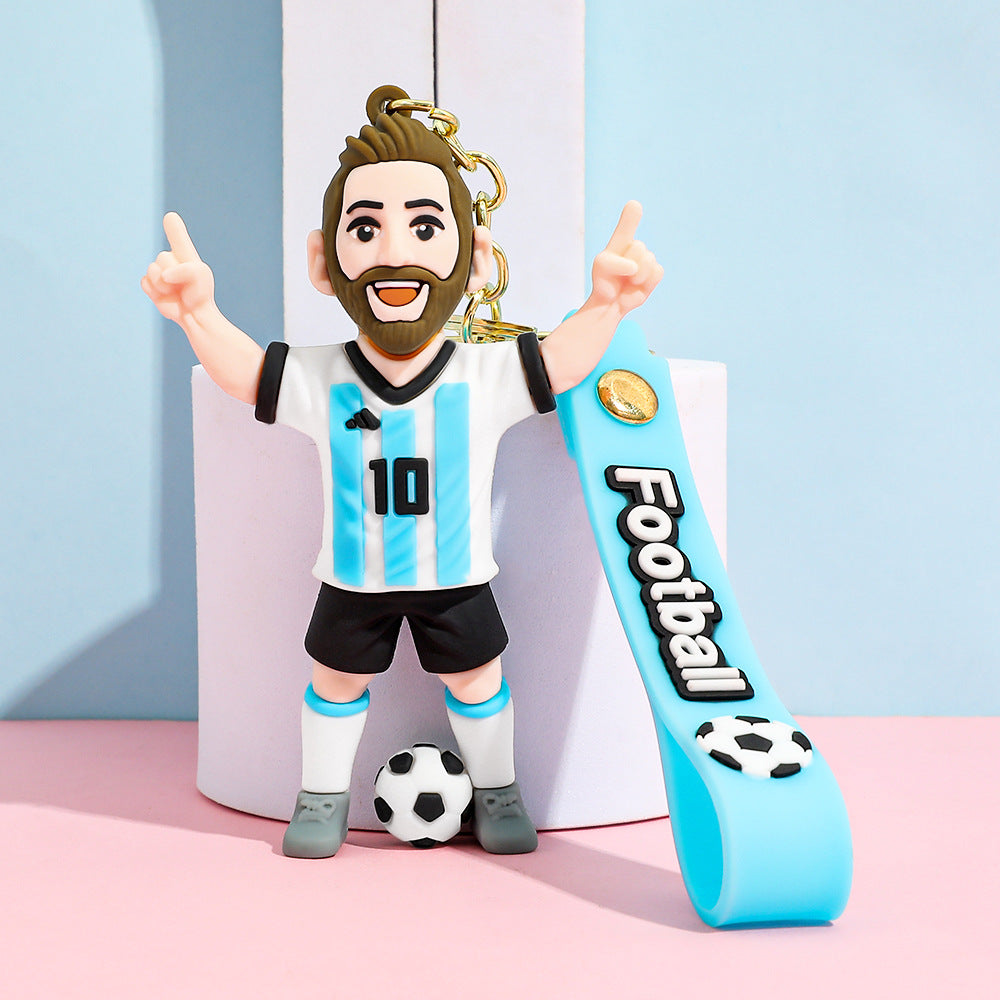 Football star character keychain Messi Ronaldo fan gift