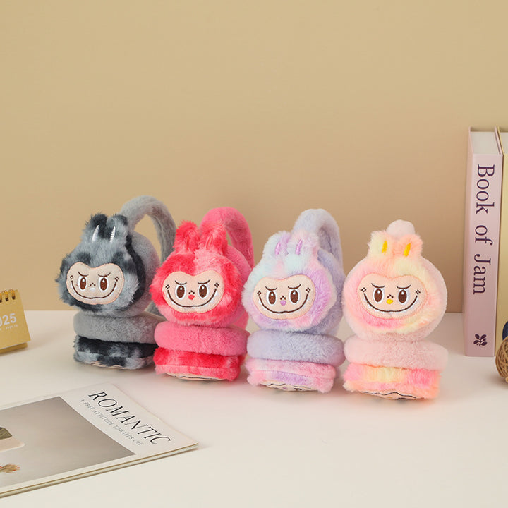 Cute monster plush furry earwarmers cartoon winter earmuffs