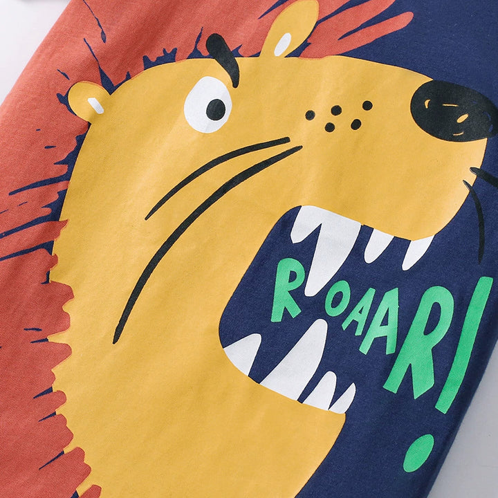 Boys' cotton lion tee&short set for summer