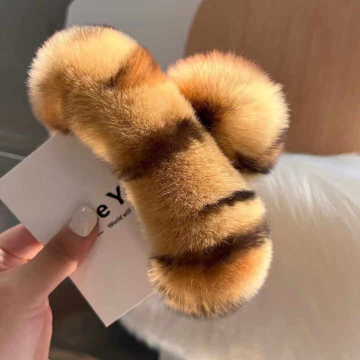 Furry plush hair claw clip for women
