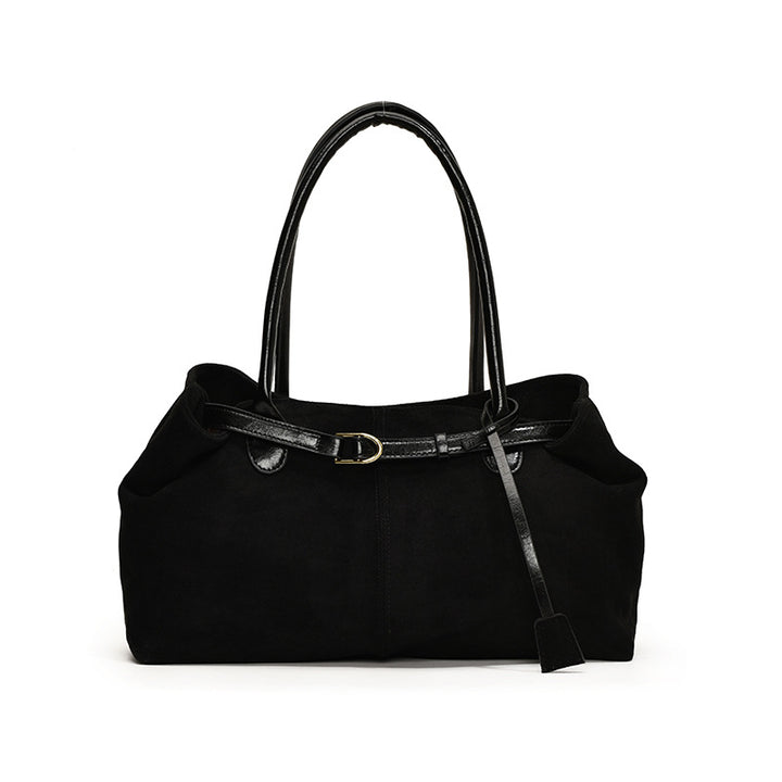 Retro large capacity suede shoulder bag commuter bag