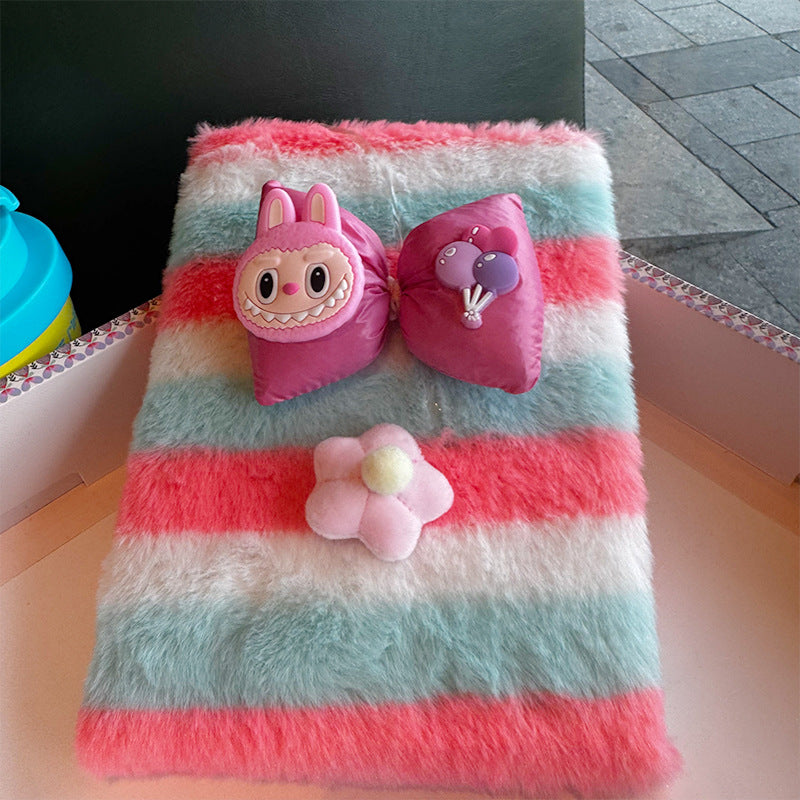Labubu Bowknot colorful plush notebook girls portable notes