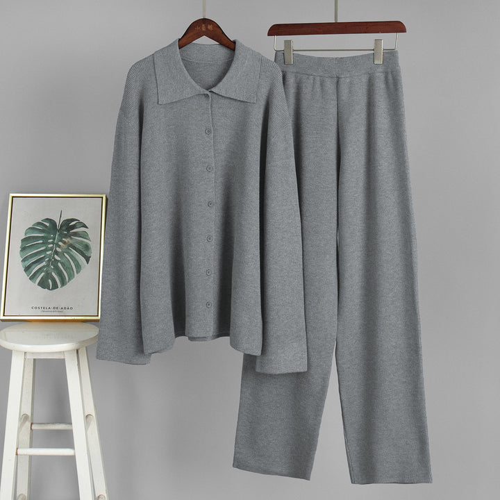 Casual Striped Knitted sweater&pant 2pcs set