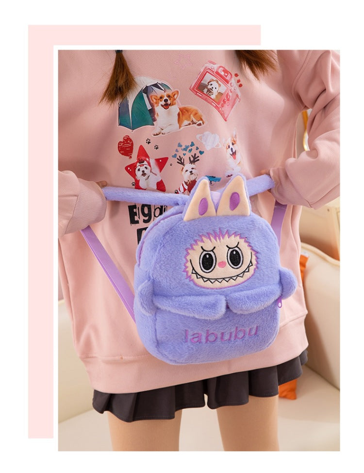 Cartoon labubu furry backpack children's plush backpack
