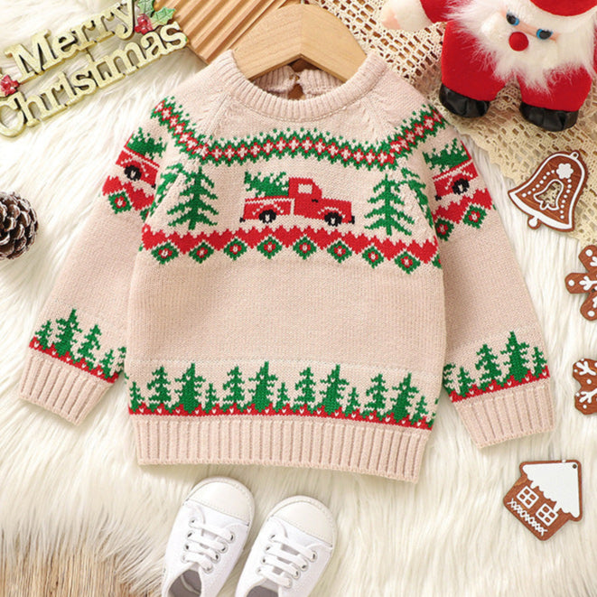 Christmas jacquard warm knitted sweater for kid
