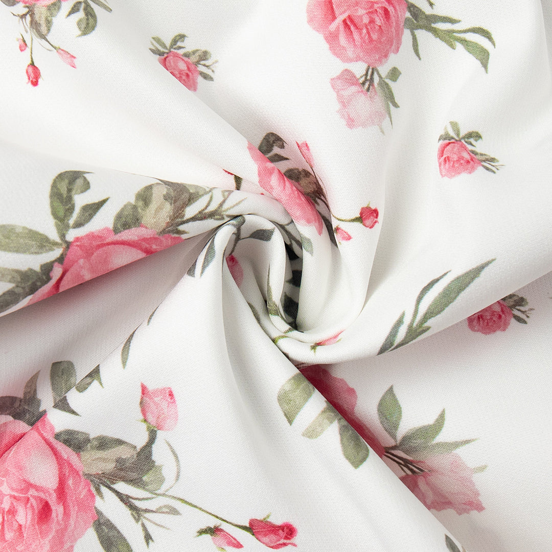 French v-neck puff sleeve floral ruffle dress