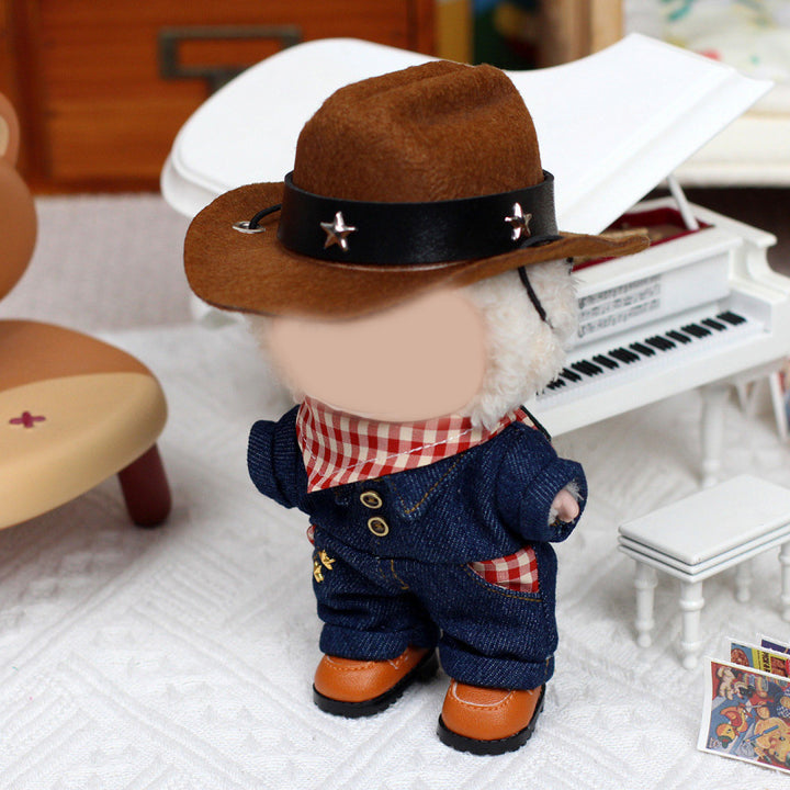 Western cowboy denim suit for labubu
