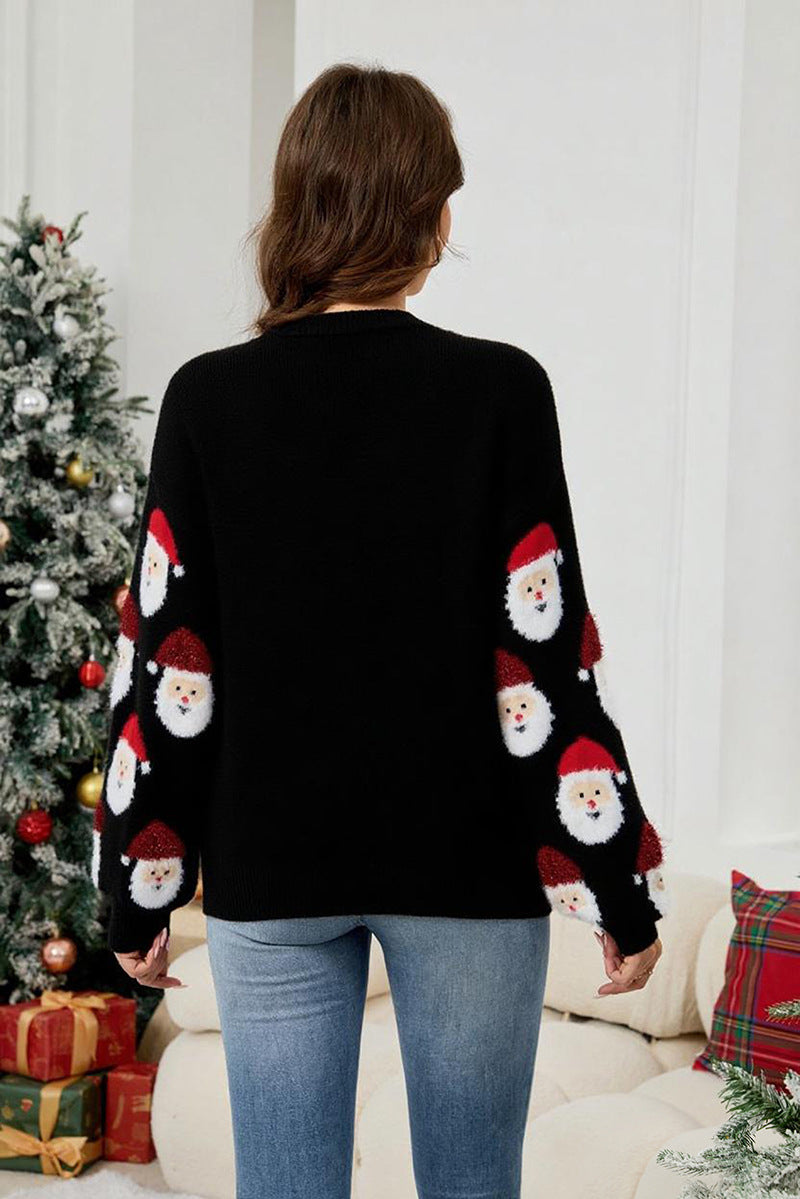 Women's Santa Claus jacquard sweater cardigan