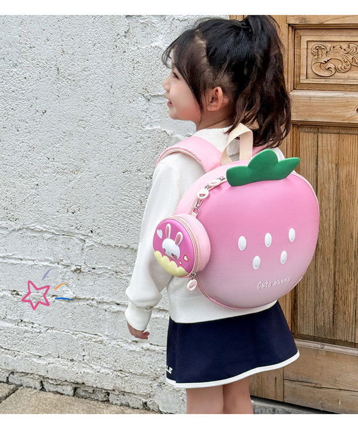 Cute strawberry shape choolbag children's fruit backpack