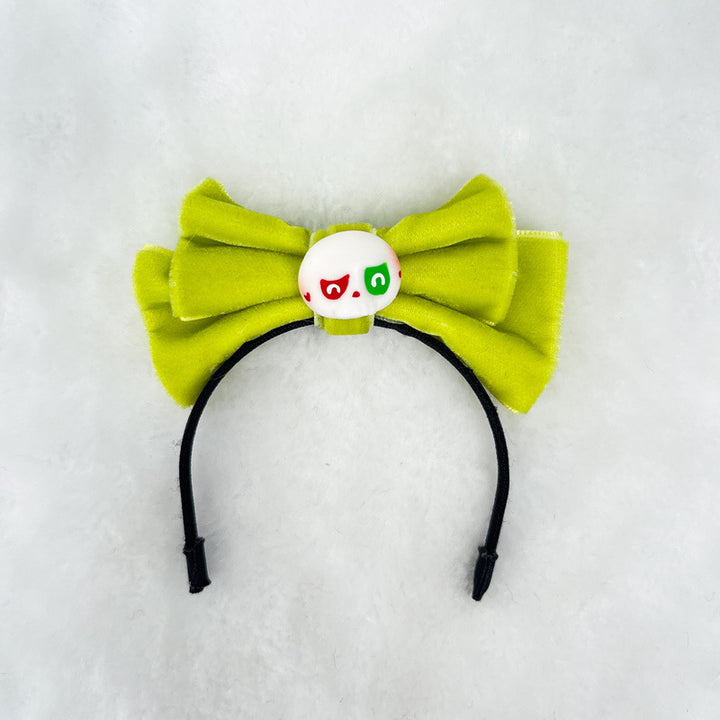 Handmade Velvet Bow Headband with tycoco head for labubu