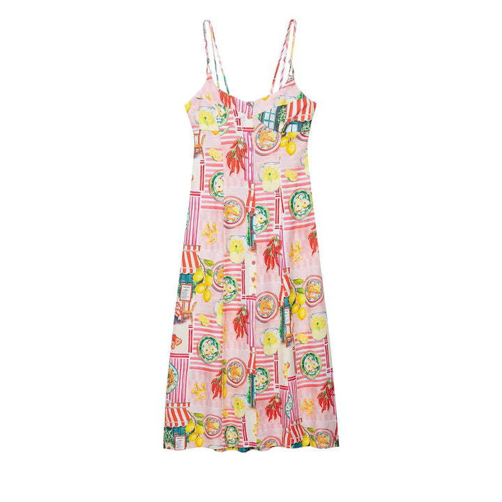 Patchwork print back bow-tie midi dress