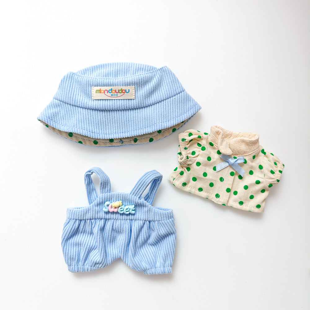 Labubu Polka Dot Top&Corduroy Overalls dolls clothes