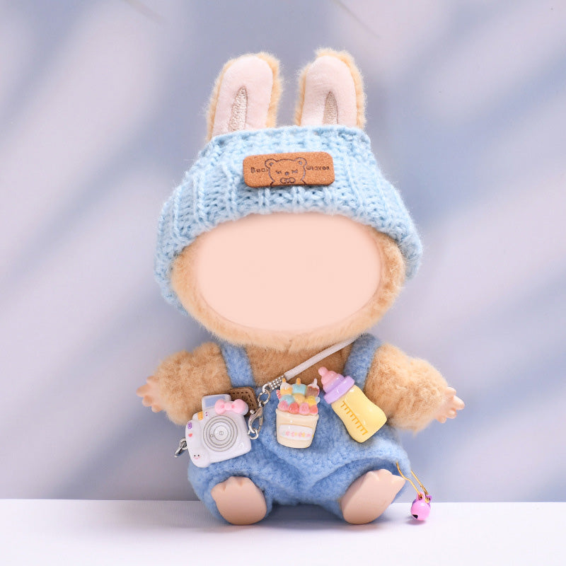 Labubu cute overalls camera 3pcs set doll clothes