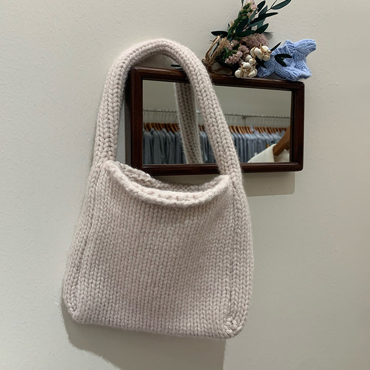 Wool knitted small handbags crocheted thick needle handbags