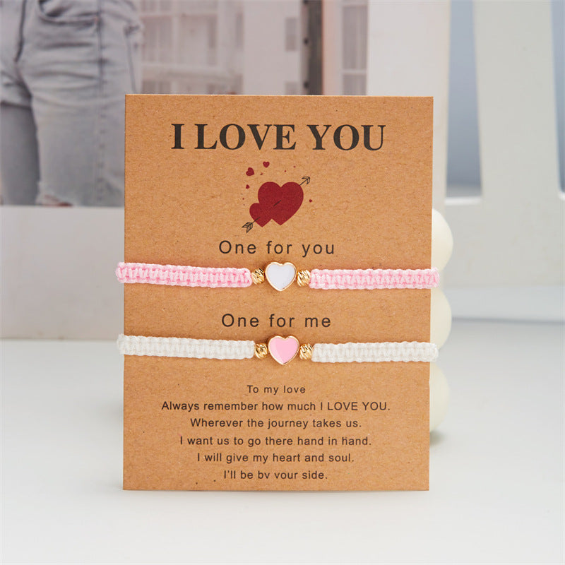 Heart-shaped braided bracelet Valentine's Day gift
