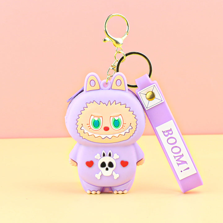 Children's silicone labubu coin purse key chain pendant gift