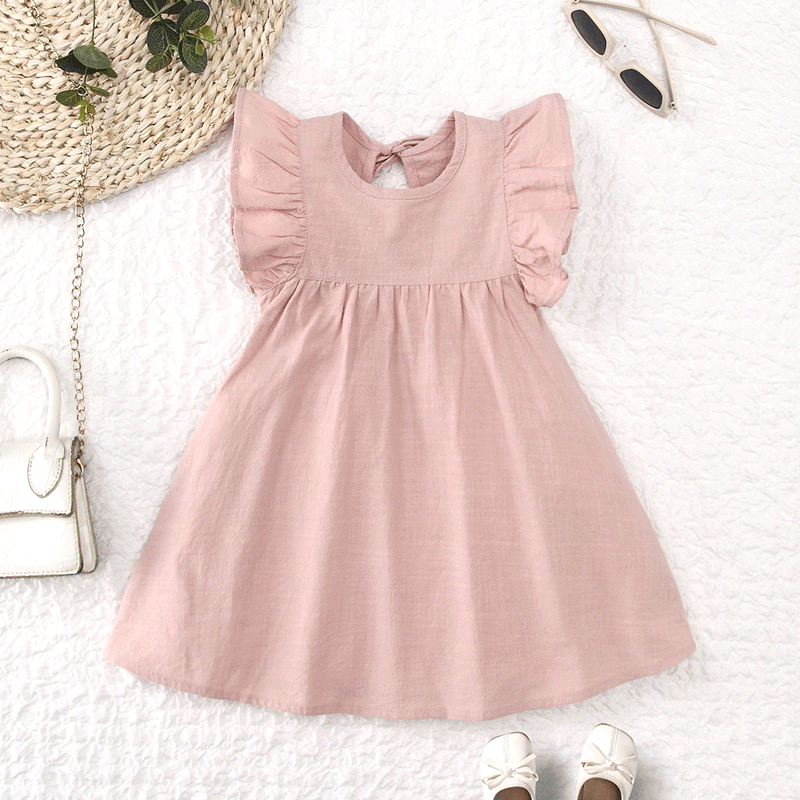 Girls summer flying sleeve cotton dress