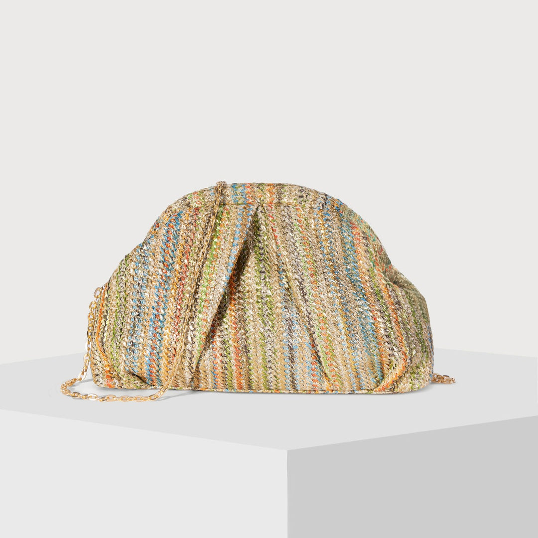 Women's Straw Woven colorful striped Clutch Handbags