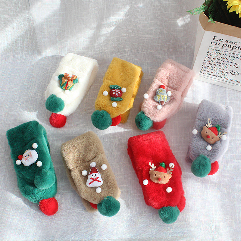 Christmas plush warm scarf for kids xmas gifts