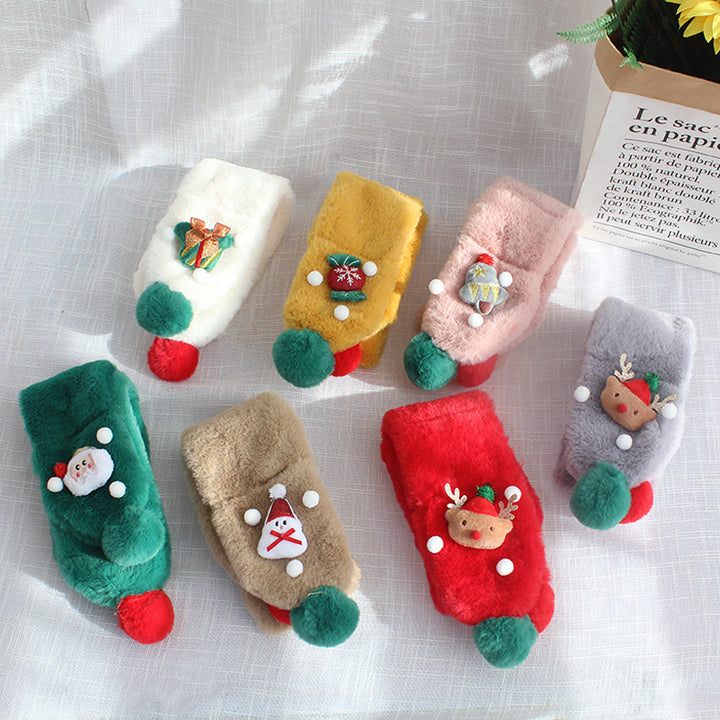 Christmas plush warm scarf for kids xmas gifts