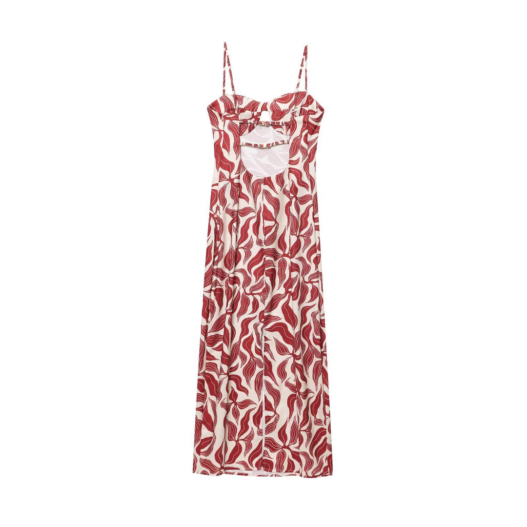 Printed rustic midi dress for summer vacation